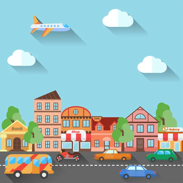 Resimde bir şehir sokak, düz tasarımında yapılan