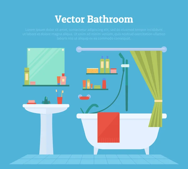 Bagno interno con mobili — Vettoriale Stock