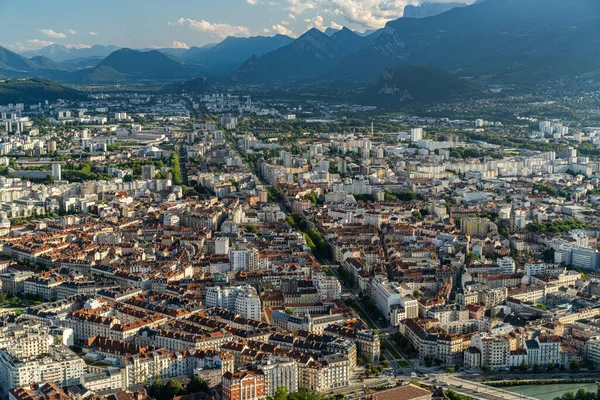 Över Grenoble Stad Alperna Frankrike — Stockfoto