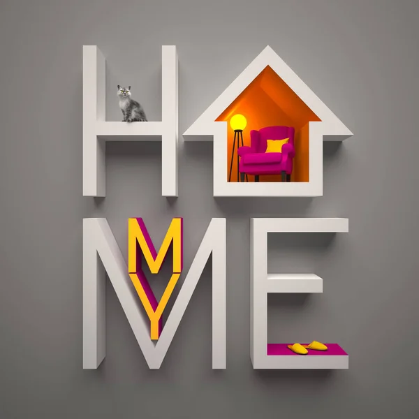 Phrase Home Lettre Est Faite Sous Forme Une Maison Confortable — Photo