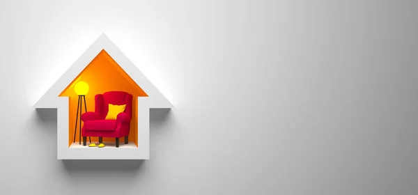 Абстрактный Уютный Дом Креслом Лампой Внутри Символ Домашнего Уюта Тепла — стоковое фото