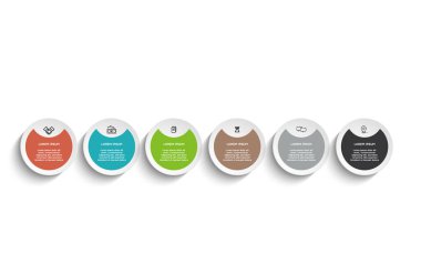 Bilgisel. Simgeli ve 6 basamaklı bilgi ögesi. İşlem şeması, sunumlar, iş akışı düzeni, afiş, akış şeması, bilgi grafiği için kullanılabilir.