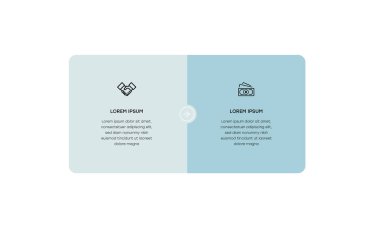 Bilgisel. Simgeli bilgi ögesi ve 2 sayı seçeneği veya adımı. İşlem şeması, sunumlar, iş akışı düzeni, afiş, akış şeması, bilgi grafiği için kullanılabilir.