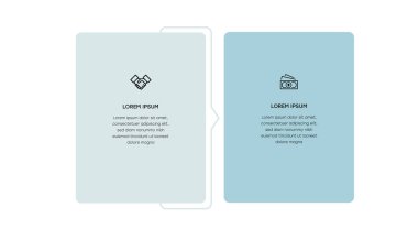 Bilgisel. Simgeli bilgi ögesi ve 2 sayı seçeneği veya adımı. İşlem şeması, sunumlar, iş akışı düzeni, afiş, akış şeması, bilgi grafiği için kullanılabilir.