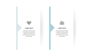 Bilgisel. Simgeli bilgi ögesi ve 2 sayı seçeneği veya adımı. İşlem şeması, sunumlar, iş akışı düzeni, afiş, akış şeması, bilgi grafiği için kullanılabilir.