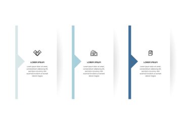 Bilgisel. Simgeli bilgi ögesi ve 3 sayı seçeneği veya adımı. İşlem şeması, sunumlar, iş akışı düzeni, afiş, akış şeması, bilgi grafiği için kullanılabilir.