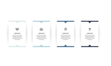 Bilgisel. Simgeli bilgi ögesi ve 4 sayı seçeneği veya adımı. İşlem şeması, sunumlar, iş akışı düzeni, afiş, akış şeması, bilgi grafiği için kullanılabilir.