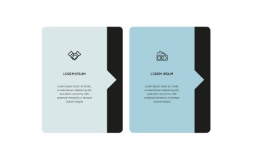 Bilgisel. Simgeli bilgi ögesi ve 2 sayı seçeneği veya adımı. İşlem şeması, sunumlar, iş akışı düzeni, afiş, akış şeması, bilgi grafiği için kullanılabilir.