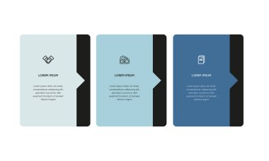 Bilgisel. Simgeli bilgi ögesi ve 3 sayı seçeneği veya adımı. İşlem şeması, sunumlar, iş akışı düzeni, afiş, akış şeması, bilgi grafiği için kullanılabilir.