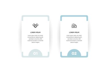 Bilgisel. Simgeli bilgi ögesi ve 2 sayı seçeneği veya adımı. İşlem şeması, sunumlar, iş akışı düzeni, afiş, akış şeması, bilgi grafiği için kullanılabilir.