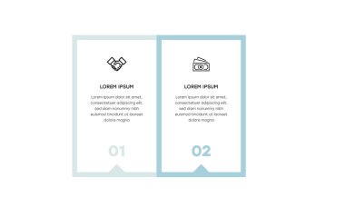 Bilgisel. Simgeli bilgi ögesi ve 2 sayı seçeneği veya adımı. İşlem şeması, sunumlar, iş akışı düzeni, afiş, akış şeması, bilgi grafiği için kullanılabilir.