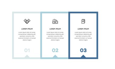 Bilgisel. Simgeli bilgi ögesi ve 3 sayı seçeneği veya adımı. İşlem şeması, sunumlar, iş akışı düzeni, afiş, akış şeması, bilgi grafiği için kullanılabilir.