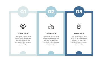 Bilgisel. Simgeli bilgi ögesi ve 3 sayı seçeneği veya adımı. İşlem şeması, sunumlar, iş akışı düzeni, afiş, akış şeması, bilgi grafiği için kullanılabilir.