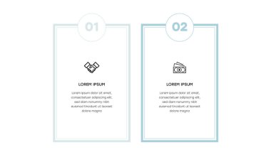 Bilgisel. Simgeli bilgi ögesi ve 2 sayı seçeneği veya adımı. İşlem şeması, sunumlar, iş akışı düzeni, afiş, akış şeması, bilgi grafiği için kullanılabilir.