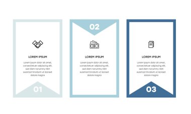 Bilgisel. Simgeli bilgi ögesi ve 3 sayı seçeneği veya adımı. İşlem şeması, sunumlar, iş akışı düzeni, afiş, akış şeması, bilgi grafiği için kullanılabilir.