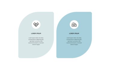 Bilgisel. Simgeli bilgi ögesi ve 2 sayı seçeneği veya adımı. İşlem şeması, sunumlar, iş akışı düzeni, afiş, akış şeması, bilgi grafiği için kullanılabilir.