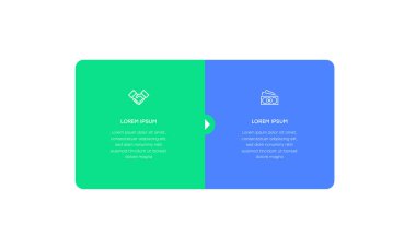 Bilgisel. Simgeli bilgi ögesi ve 2 sayı seçeneği veya adımı. İşlem şeması, sunumlar, iş akışı düzeni, afiş, akış şeması, bilgi grafiği için kullanılabilir.