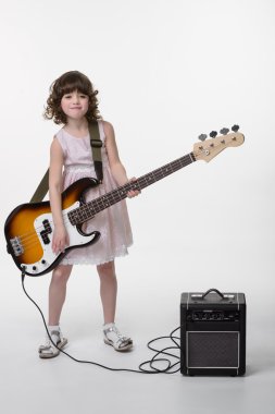 Playing the guitar with funny face