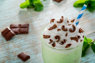 Tatlı diş için baştan çıkarıcı nane milkshake