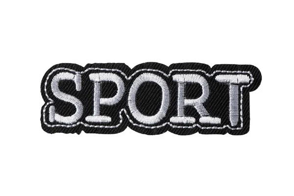 SPORT lettering embroidered patch isolated on white background — Stock Photo, Image