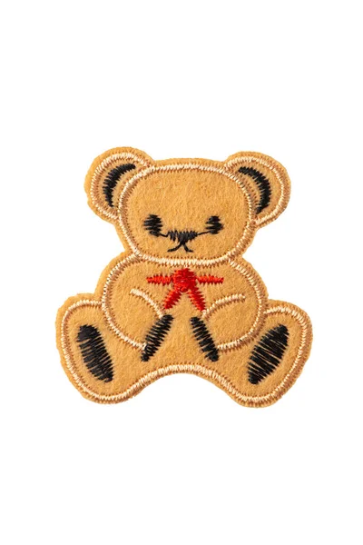 Teddy urso bordado patch isolado no fundo branco — Fotografia de Stock