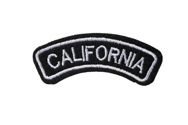 Black arc badge with CALIFORNIA lettering isolated on white background — Stock Photo, Image