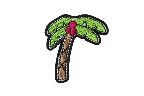 Palma z haftowanymi kokosami wyizolowana na białym tle — Zdjęcie stockowe