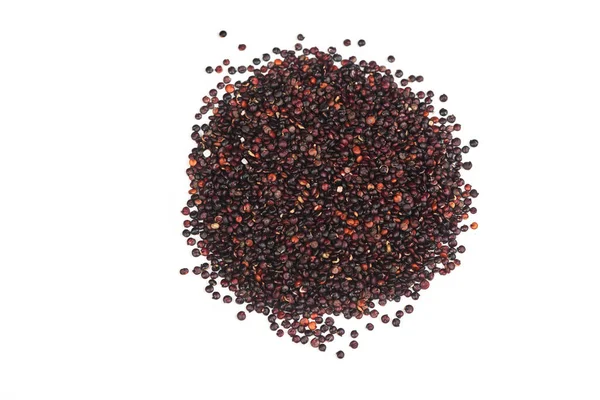 Eine Handvoll Quinoa auf weißem Hintergrund, Draufsicht — Stockfoto