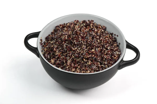 Schüssel eingeweichte Quinoa mit Sprossen auf weißem Hintergrund — Stockfoto