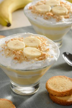 Muzlu kremalı krema. İki porsiyon tatlı.