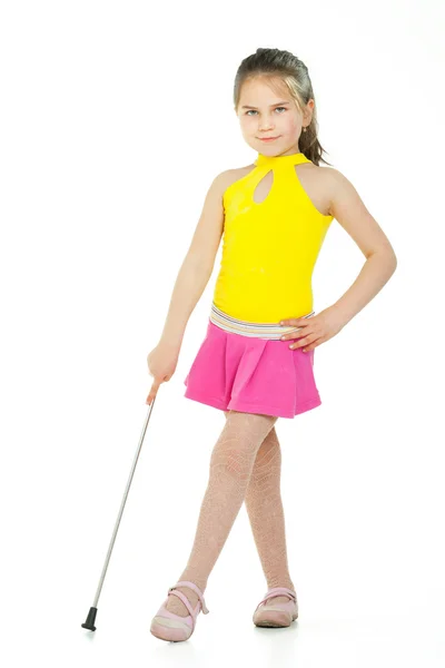 A young elementary-aged drum majorette in uniform — Stock Photo, Image