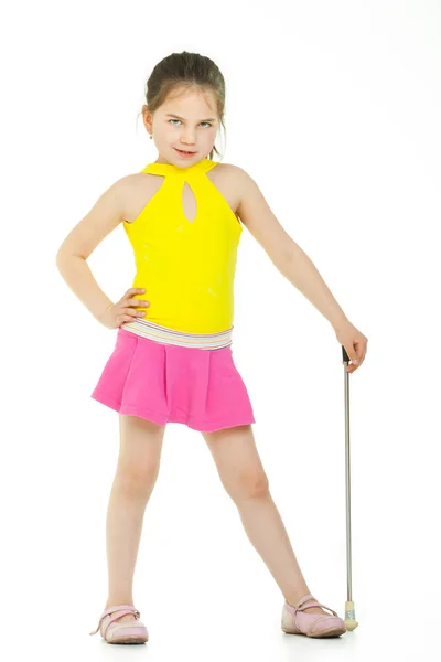 A young elementary-aged drum majorette in uniform — Stock Photo, Image