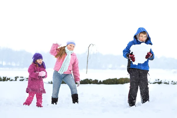 Gelukkige familie genieten in de winter — Stockfoto