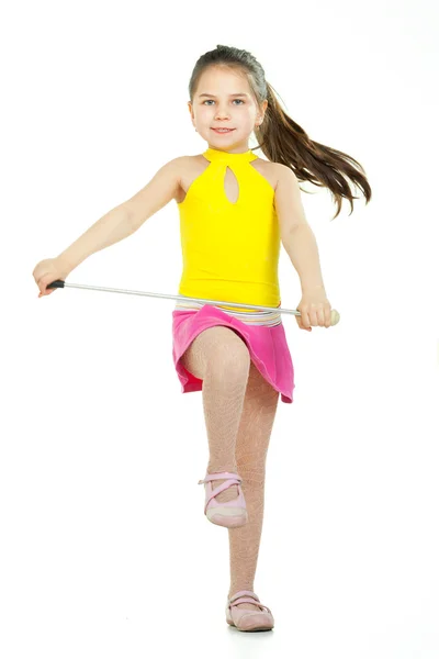 A young elementary-aged drum majorette in uniform — Stock Photo, Image