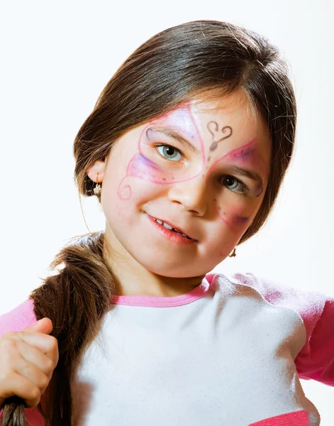 Beautiful young girl with face painted — Stock Photo, Image