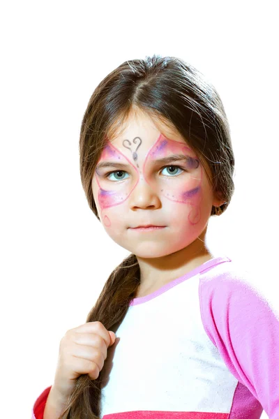 Beautiful young girl with face painted — Stock Photo, Image