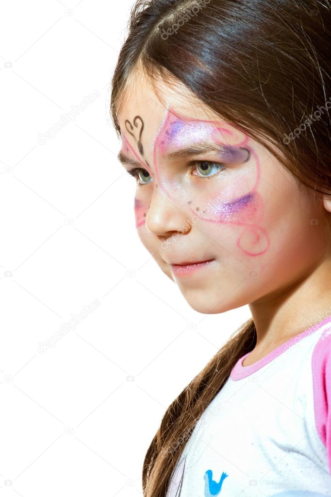 Beautiful young girl with face painted