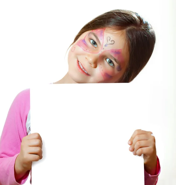 Beautiful young girl with face painted — Stock Photo, Image