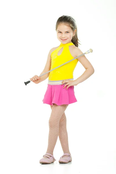 A young elementary-aged drum majorette in uniform — Stock Photo, Image