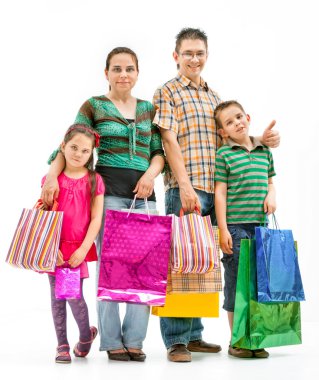 Mutlu aile beyaz oda içinde tezahürat