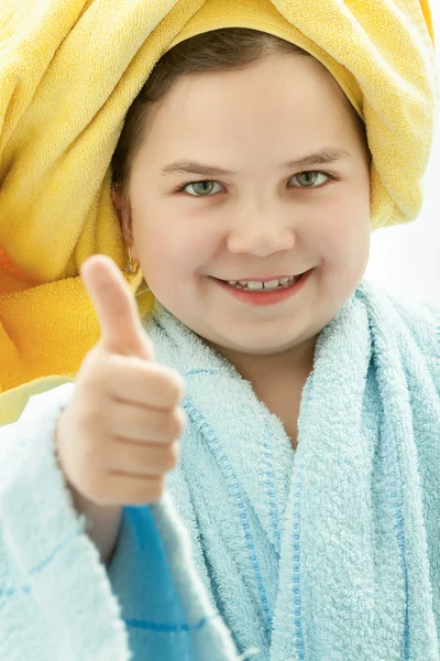 Little girl in bathroom — Stock Photo, Image