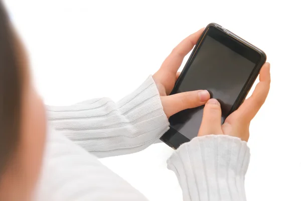 Mobiele slimme telefoon in de hand — Stockfoto