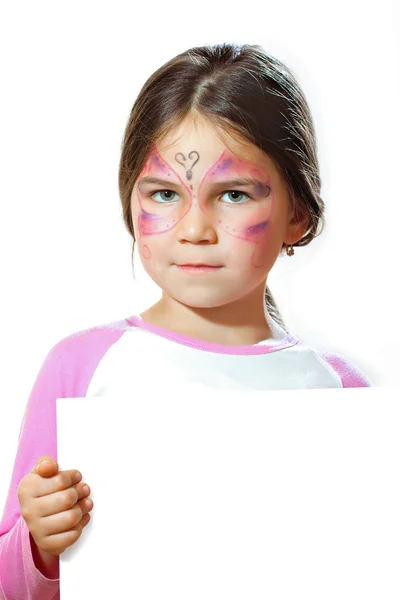 Beautiful young girl with face painted — Stock Photo, Image