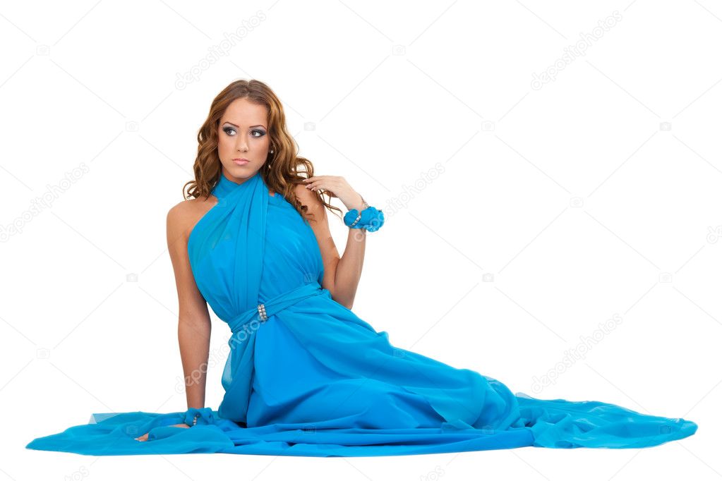 Blue evening gown