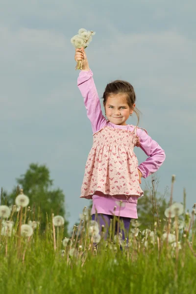 Little girl with dandelion — Stock Photo, Image