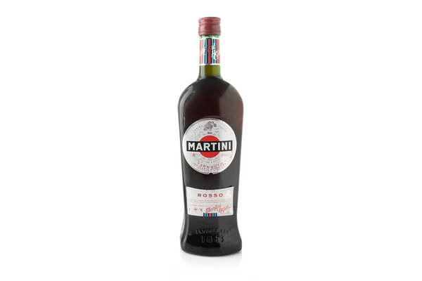Martini Rosso Vermut Palack Fehér Háttérrel Alkoholtartalmú Ital — Stock Fotó