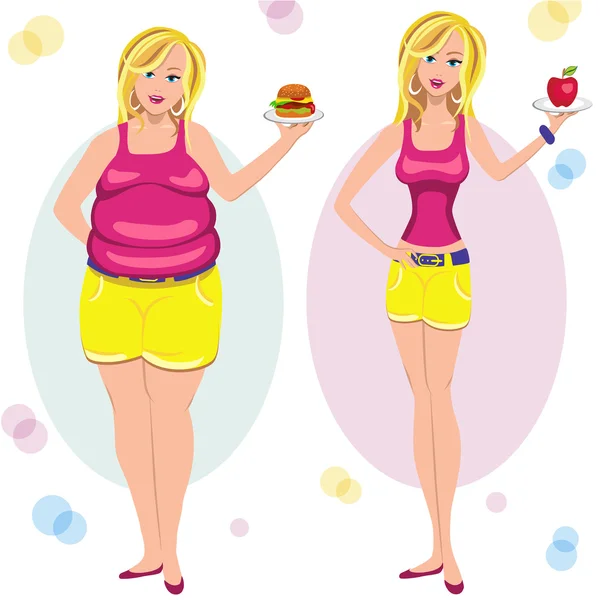 Prima e dopo la dieta — Vettoriale Stock