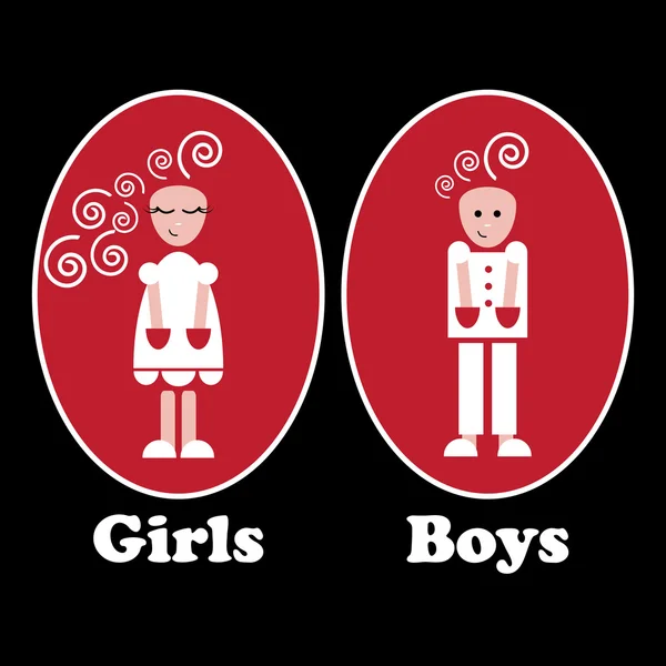 WC Girls and Boys — Stock Vector