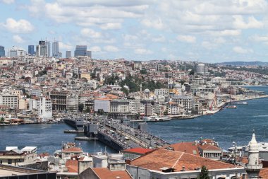 Galata Köprüsü ve Karaköy bölge Istanbul içi