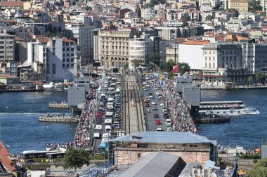 Galata Köprüsü ve Karaköy bölge Istanbul içi